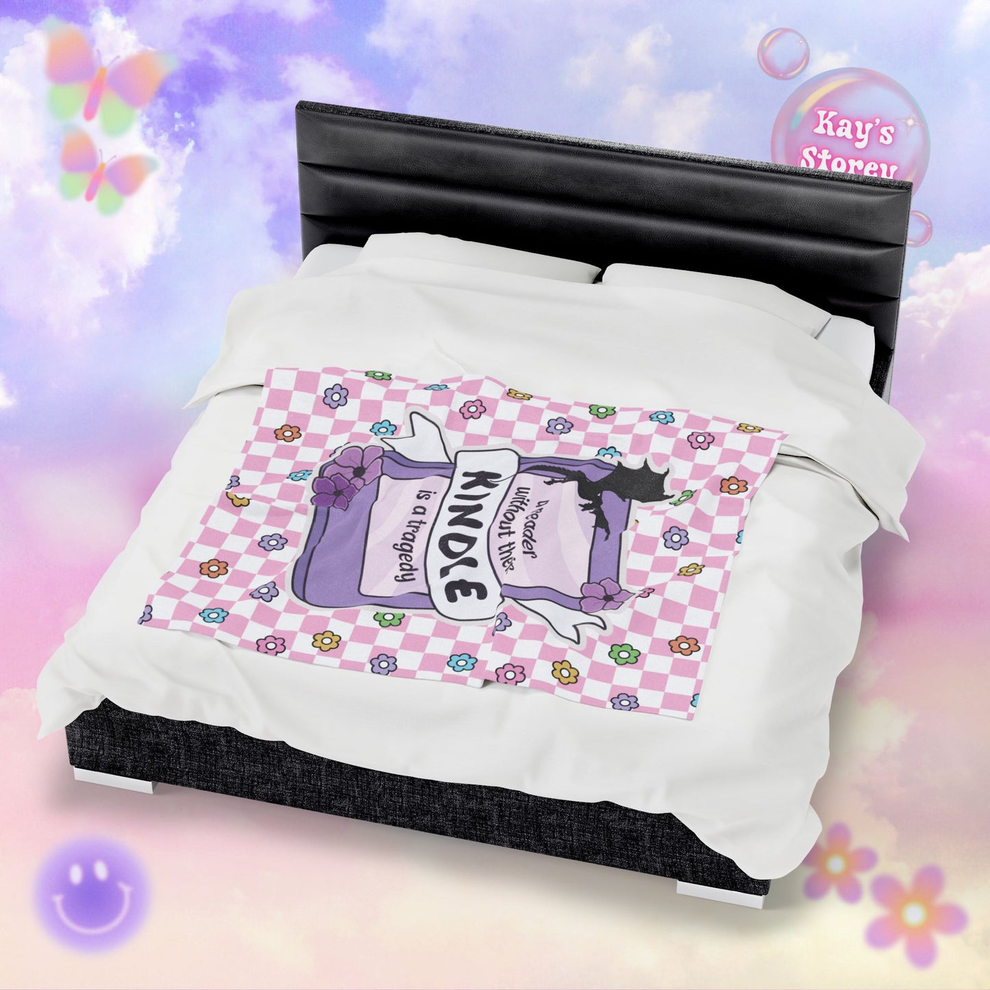 Pink Reader Without Their Kindle Velveteen Plush Blanket