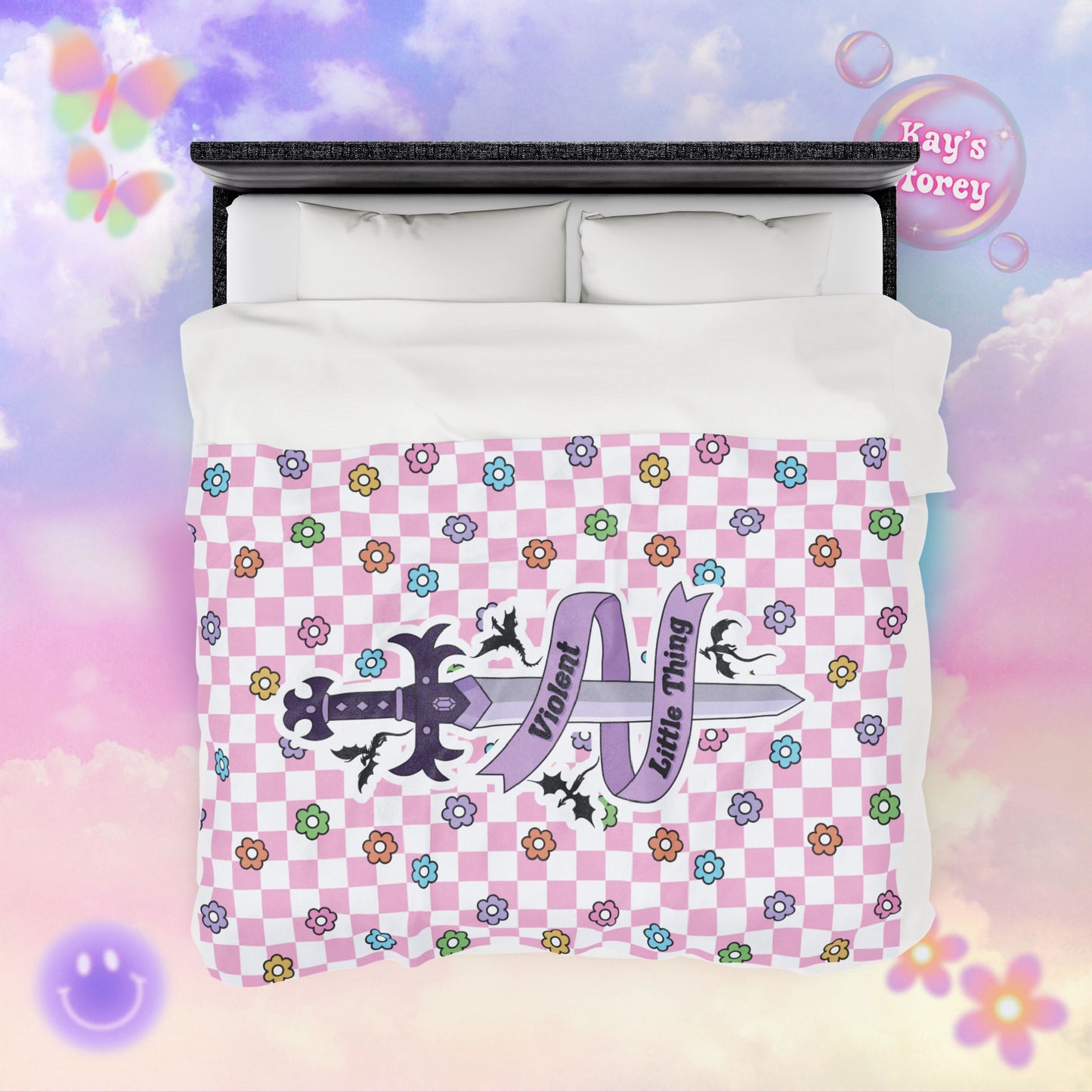 Pink Violent Little Thing Velveteen Plush Blanket