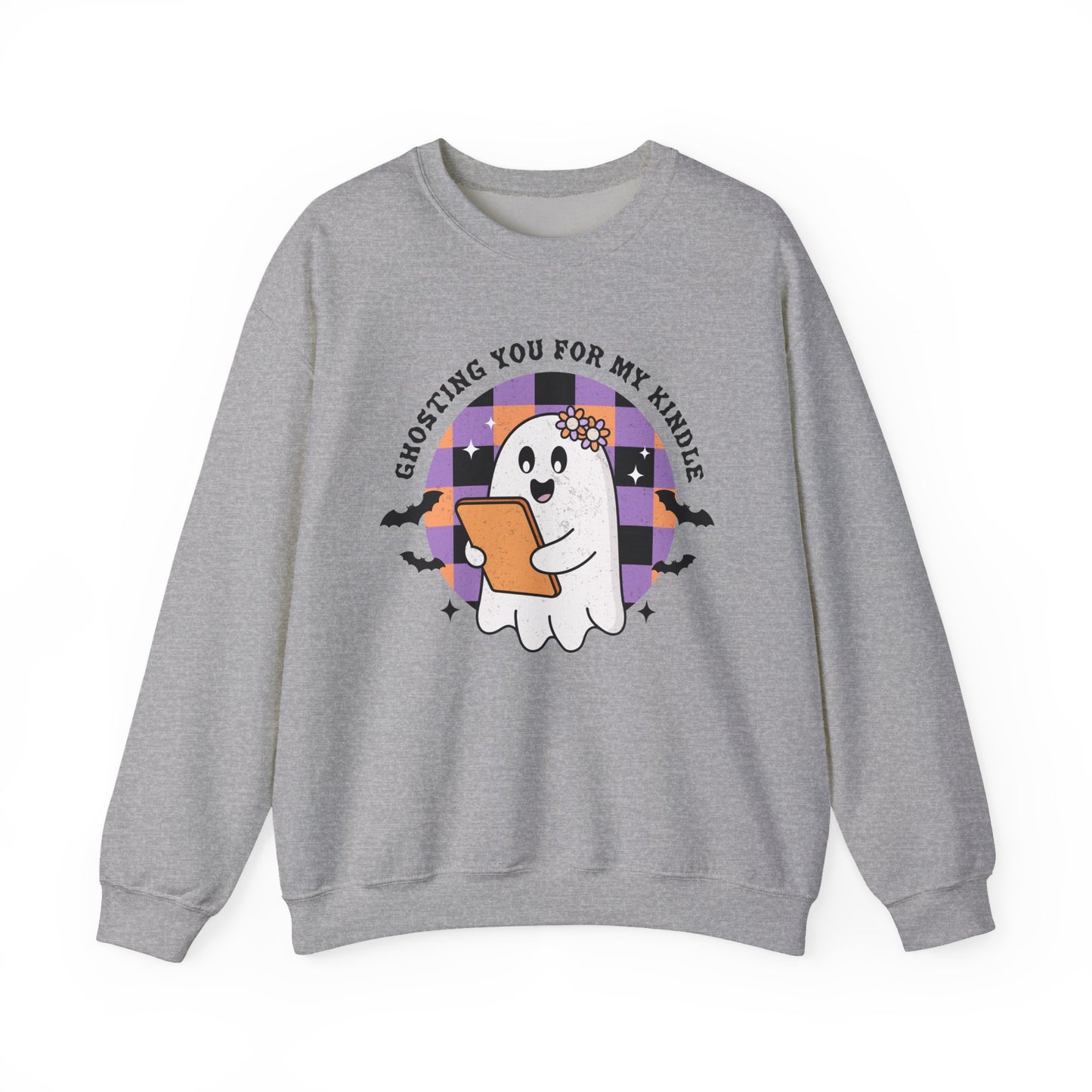 Ghosting You For My Kindle Sweatshirt, Long Sleeve Shirt for Spooky Season Bookish Gift,  Halloween Reading Apparel