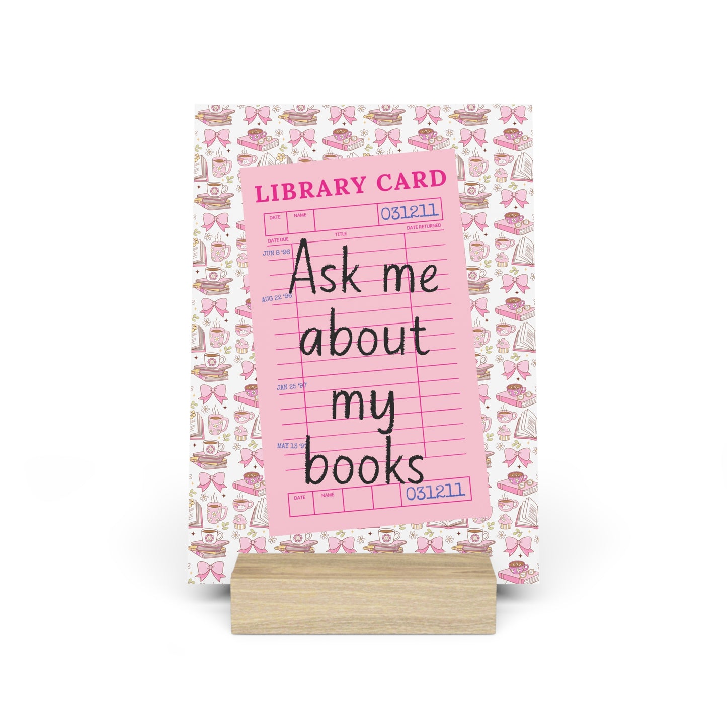 Ask Me About My Books Bookshelf Decor with Stand