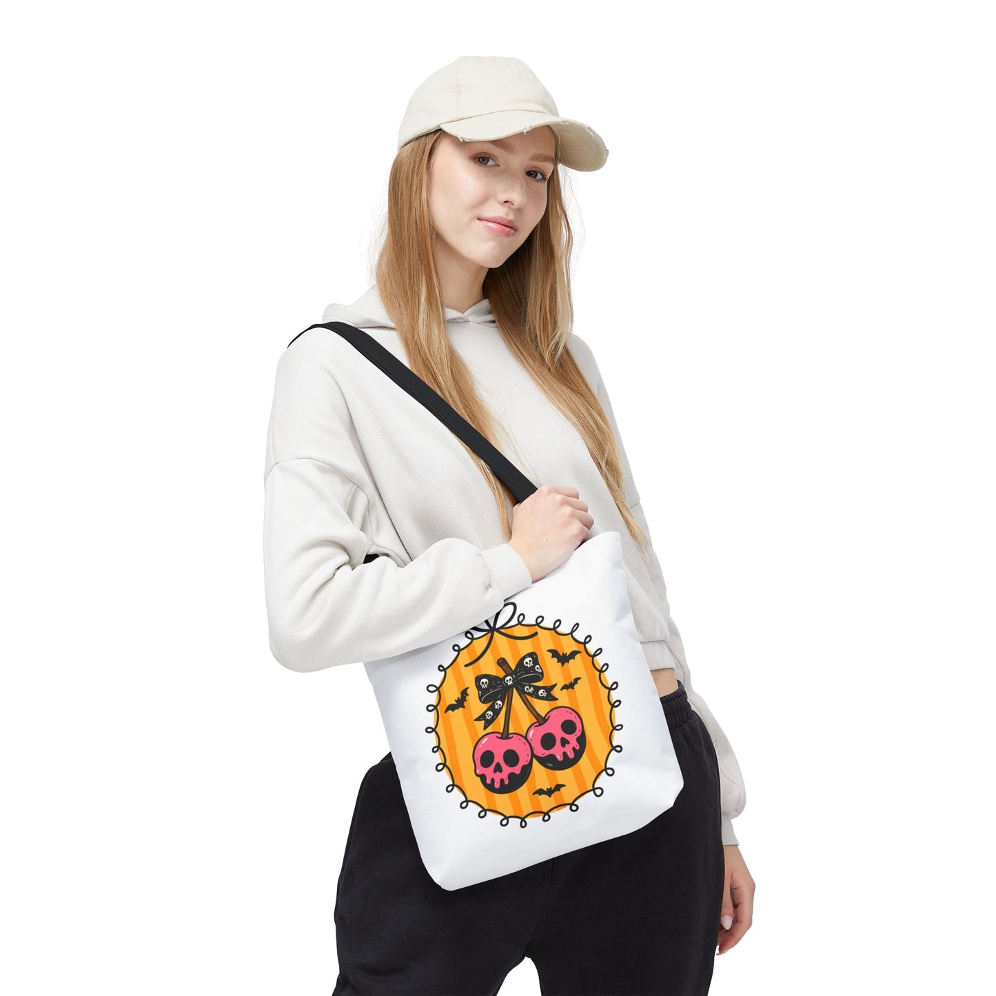 Spooky Season Cherry Skulls Tote Bag
