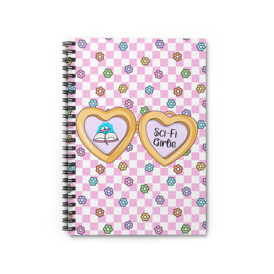 Pink Sci-Fi Girlie Spiral Notebook - Ruled Line
