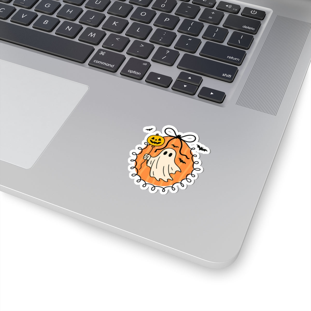 Ghost with Balloon Sticker - Kiss-Cut Stickers, Halloween Sticker, Cute Ghost Design, Spooky Sticker, Decorative Sticker for Journals