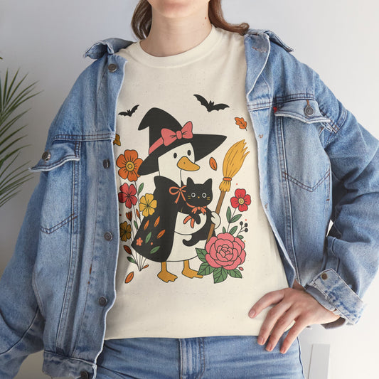 Spooky Goose and Black Cat Tee - Halloween Gift