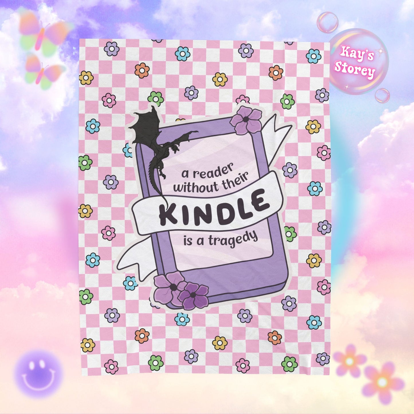 Pink Reader Without Their Kindle Velveteen Plush Blanket