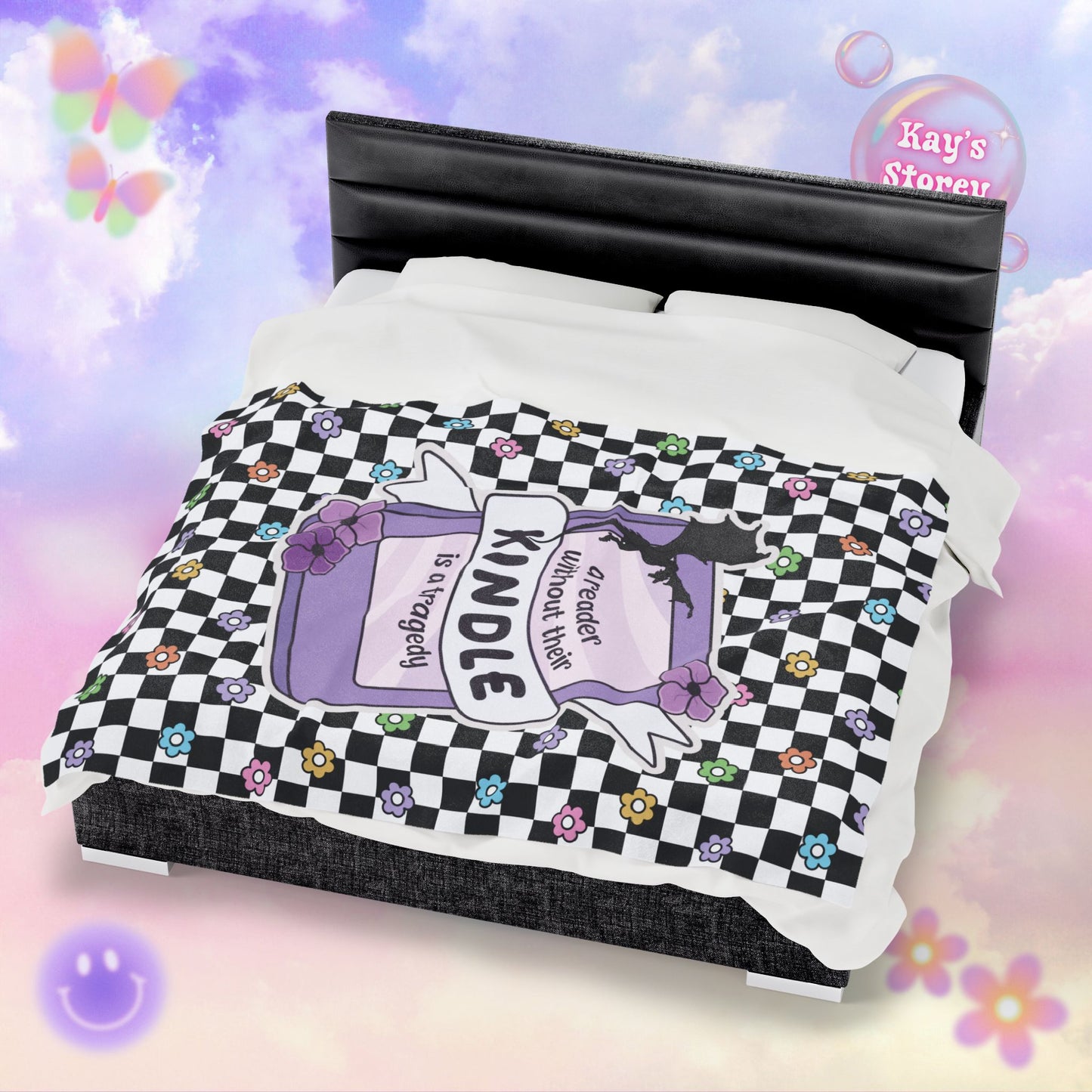 Reader Without Their Kindle Velveteen Plush Blanket