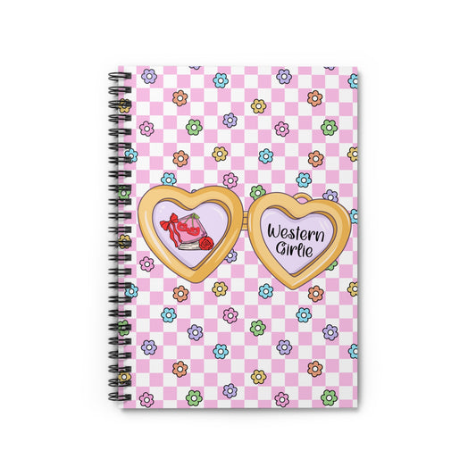Pink Western Girlie Spiral Notebook - Ruled Line
