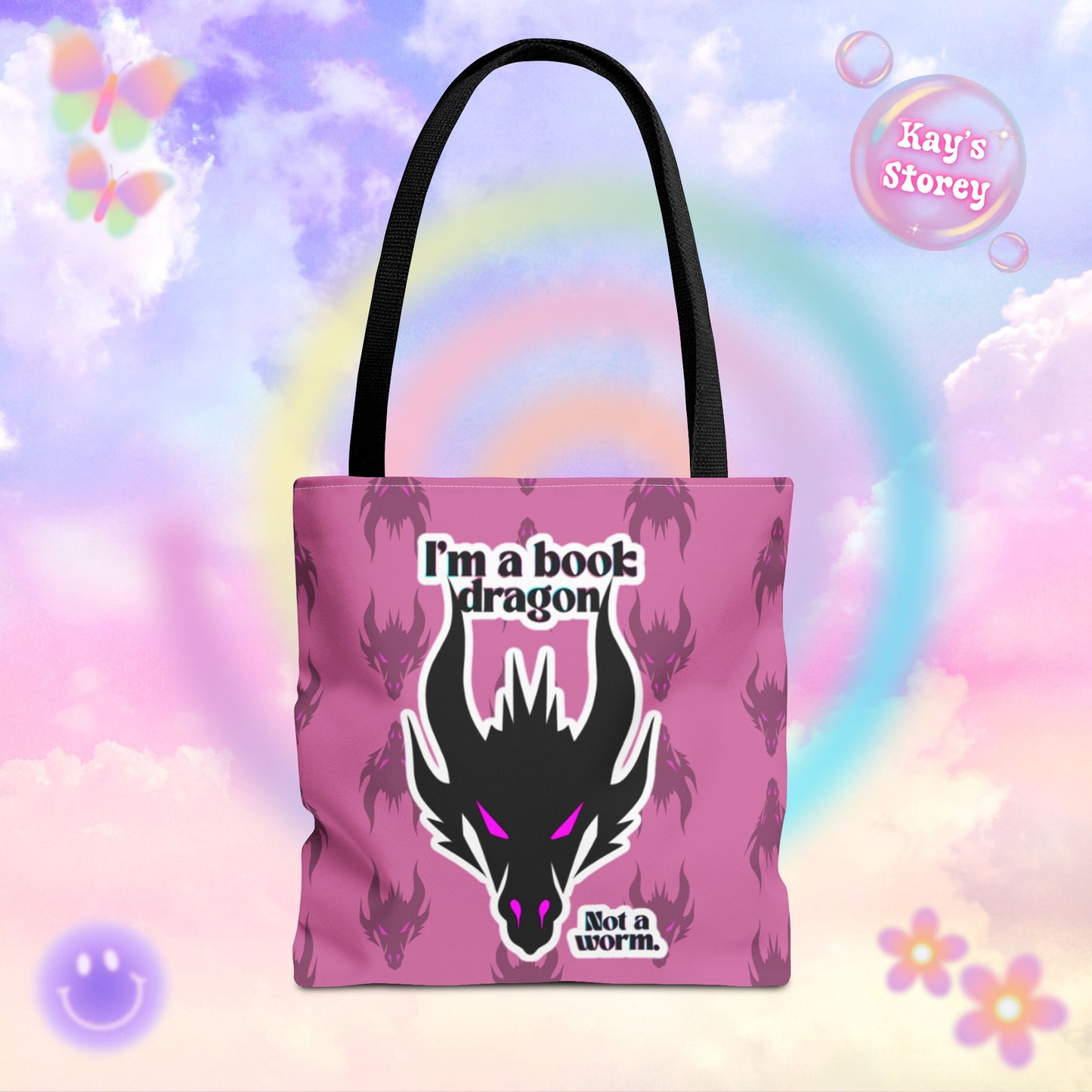 Book Dragon Pink Tote Bag