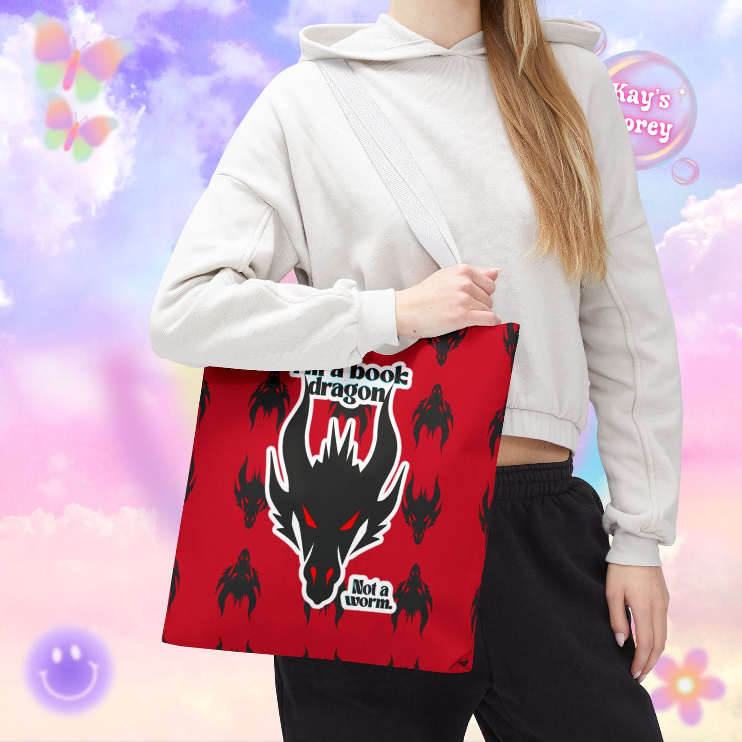 Book Dragon Red Tote Bag