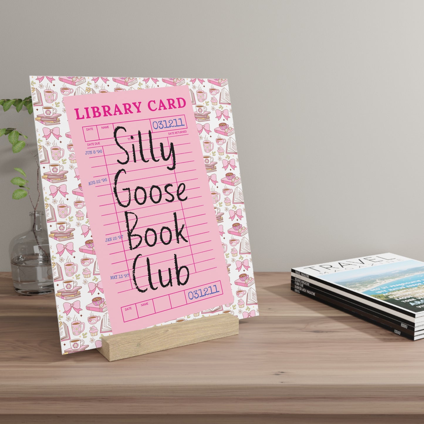 Silly Goose Book Club Bookshelf Decor with Stand