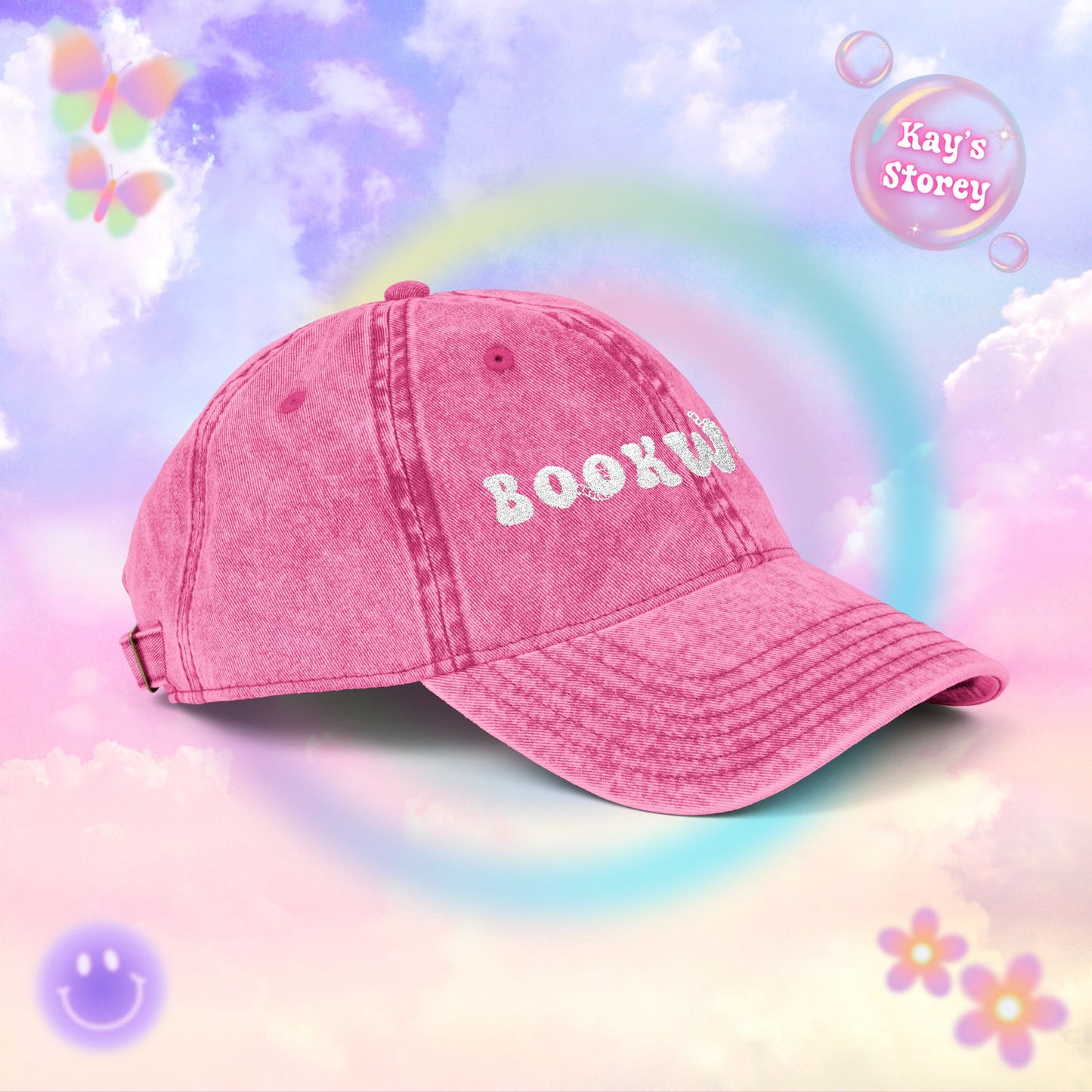 Bookworm Embroidered Vintage Cap