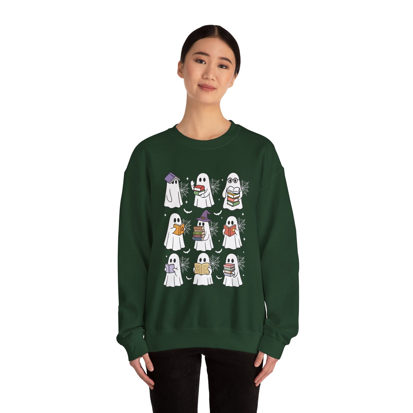 Reading Ghosts Sweatshirt, Long Sleeve Shirt for Spooky Season Bookish Gift,  Halloween Reading Apparel
