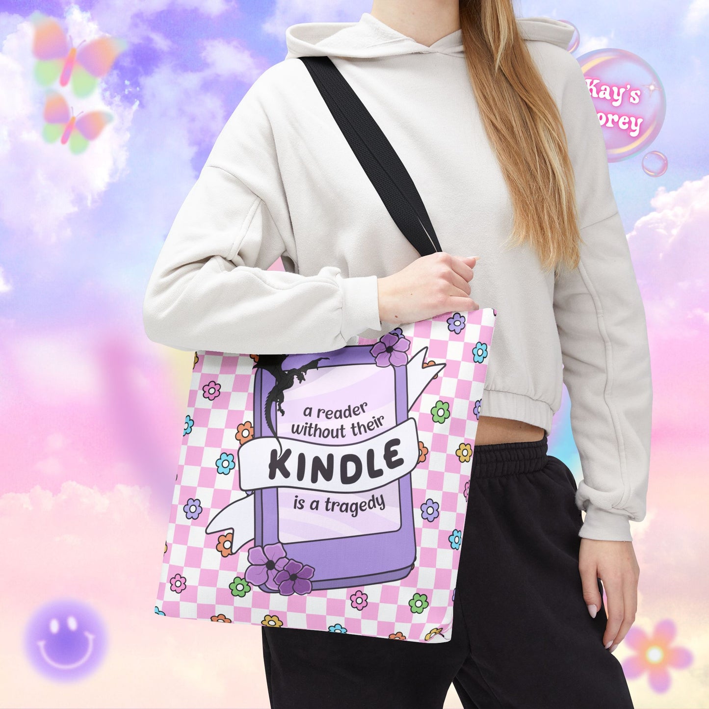 Pink Reader Without Their Kindle Tote Bag