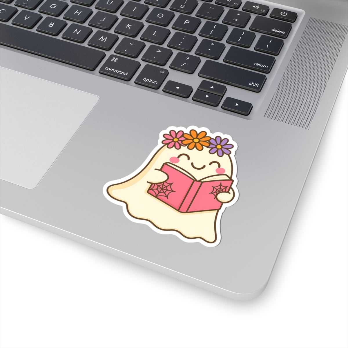 Floral Ghostly Reading Kiss-Cut Sticker, Book Lover Sticker, Cute Sticker Set, Spooky Decals, Halloween Stickers, Vinyl Kindle Stickers