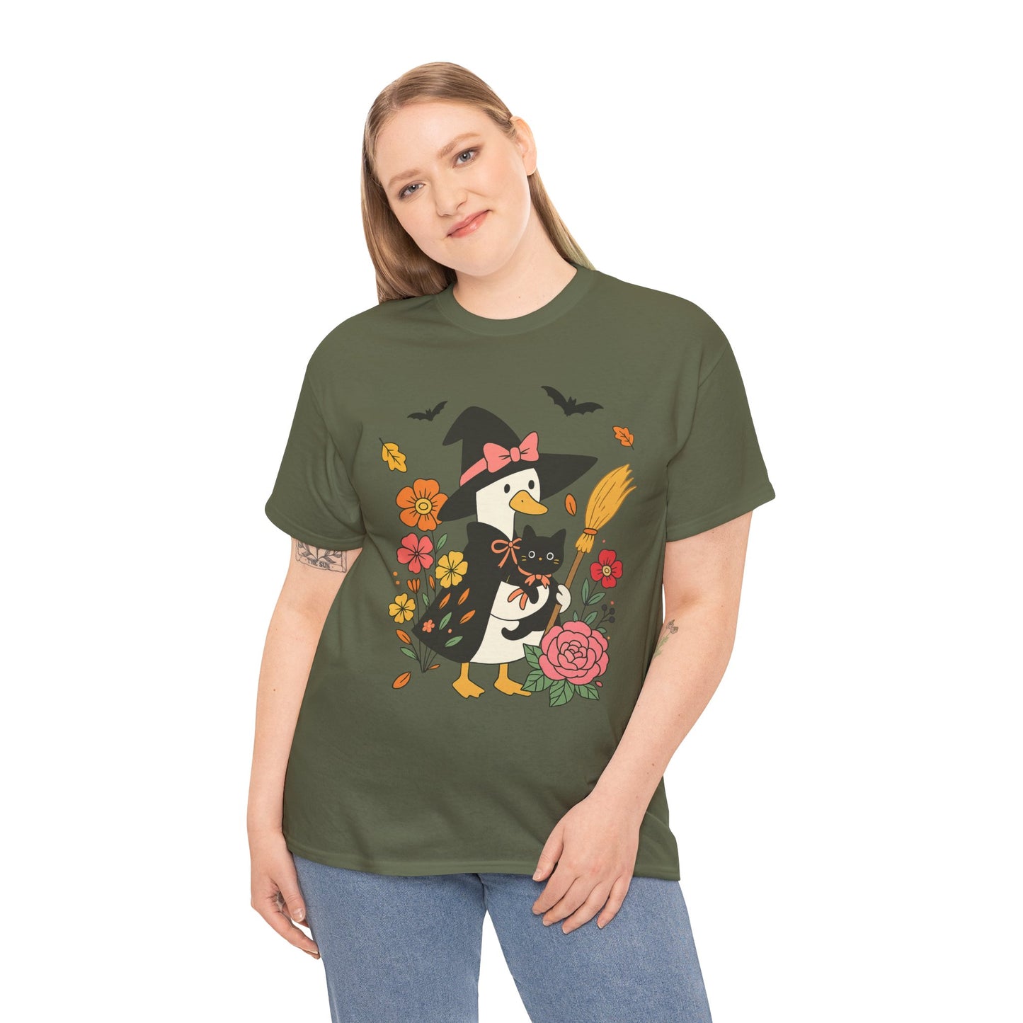 Spooky Goose and Black Cat Tee - Halloween Gift