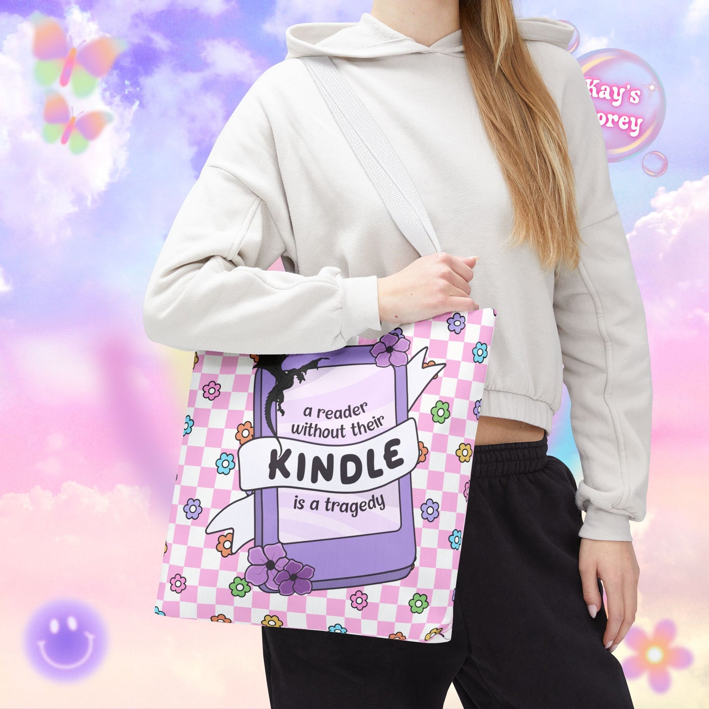 Pink Reader Without Their Kindle Tote Bag