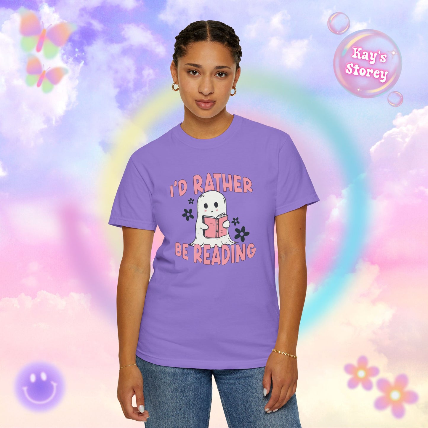Ghostie I'd Rather Be Reading Comfort Colors T-Shirt