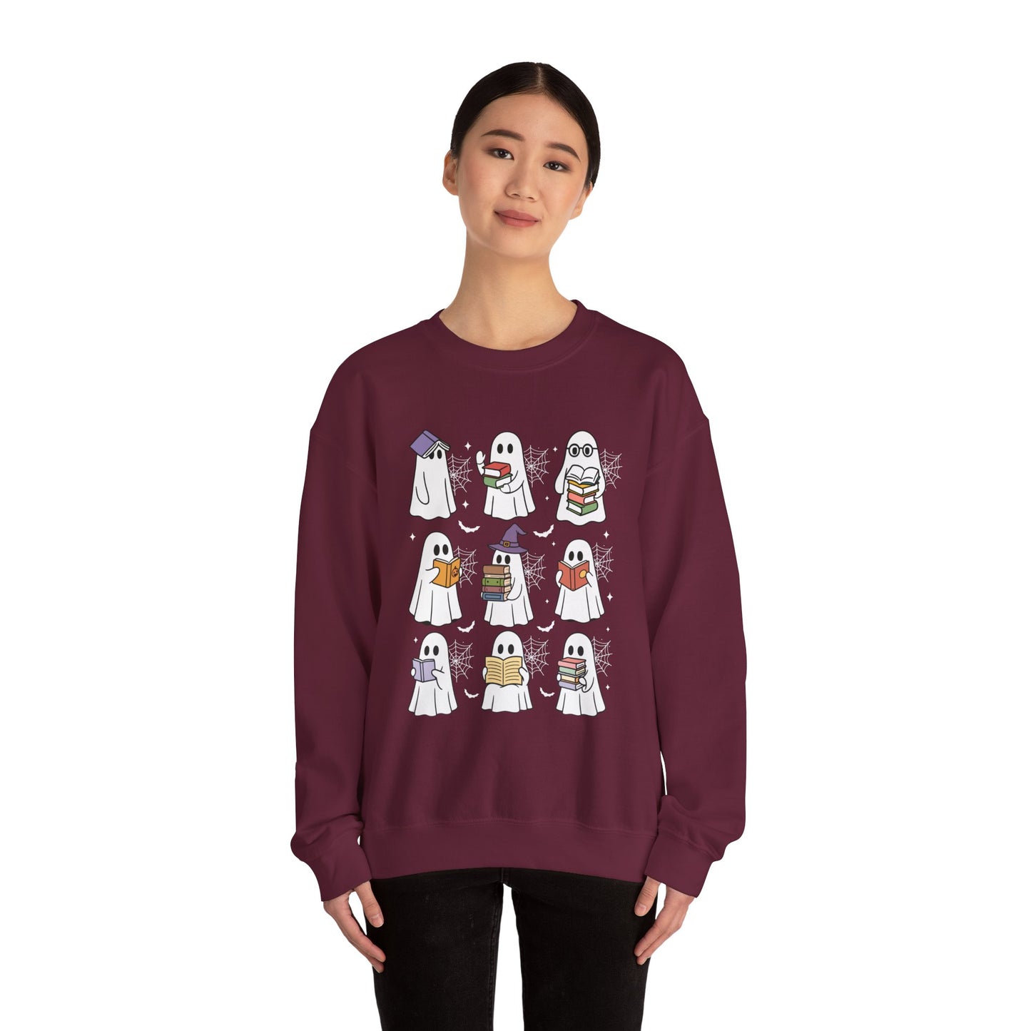 Reading Ghosts Sweatshirt, Long Sleeve Shirt for Spooky Season Bookish Gift,  Halloween Reading Apparel