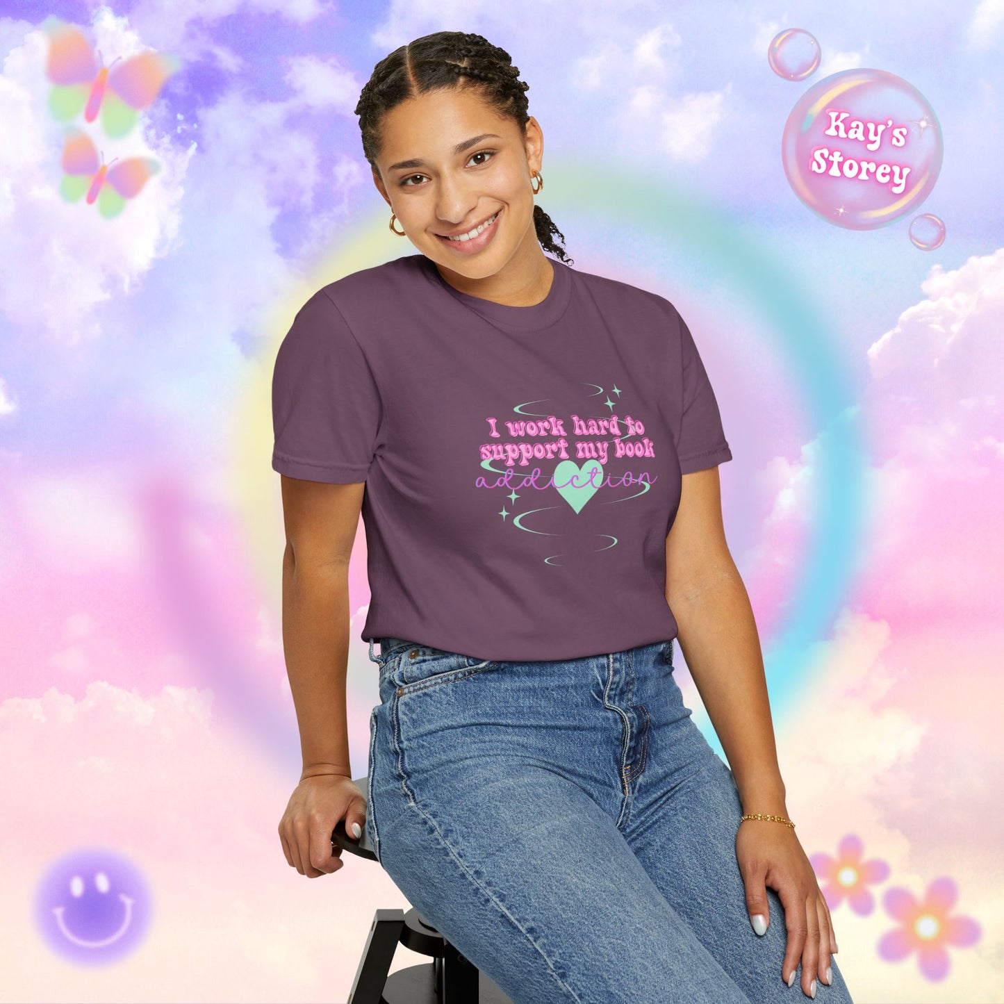 I Work Hard To Support My Book Addiction Comfort Colors T-Shirt