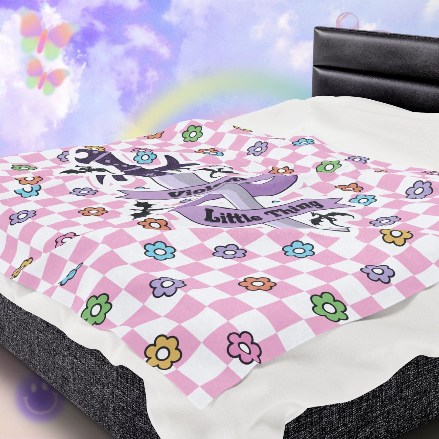 Pink Violent Little Thing Velveteen Plush Blanket
