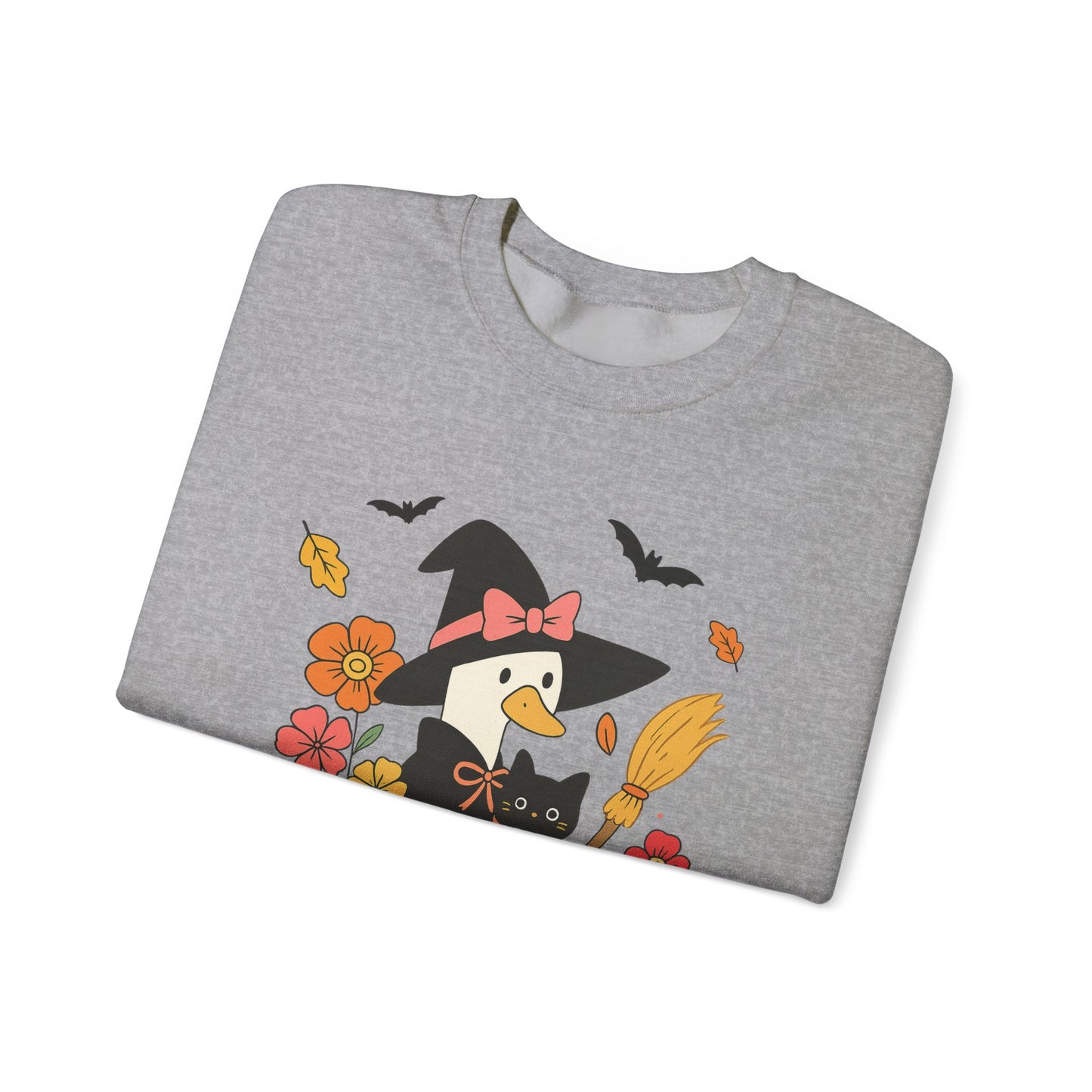 Spooky Goose & Black Cat Sweatshirt, Long Sleeve Shirt for Spooky Season Bookish Gift,  Halloween Reading Apparel