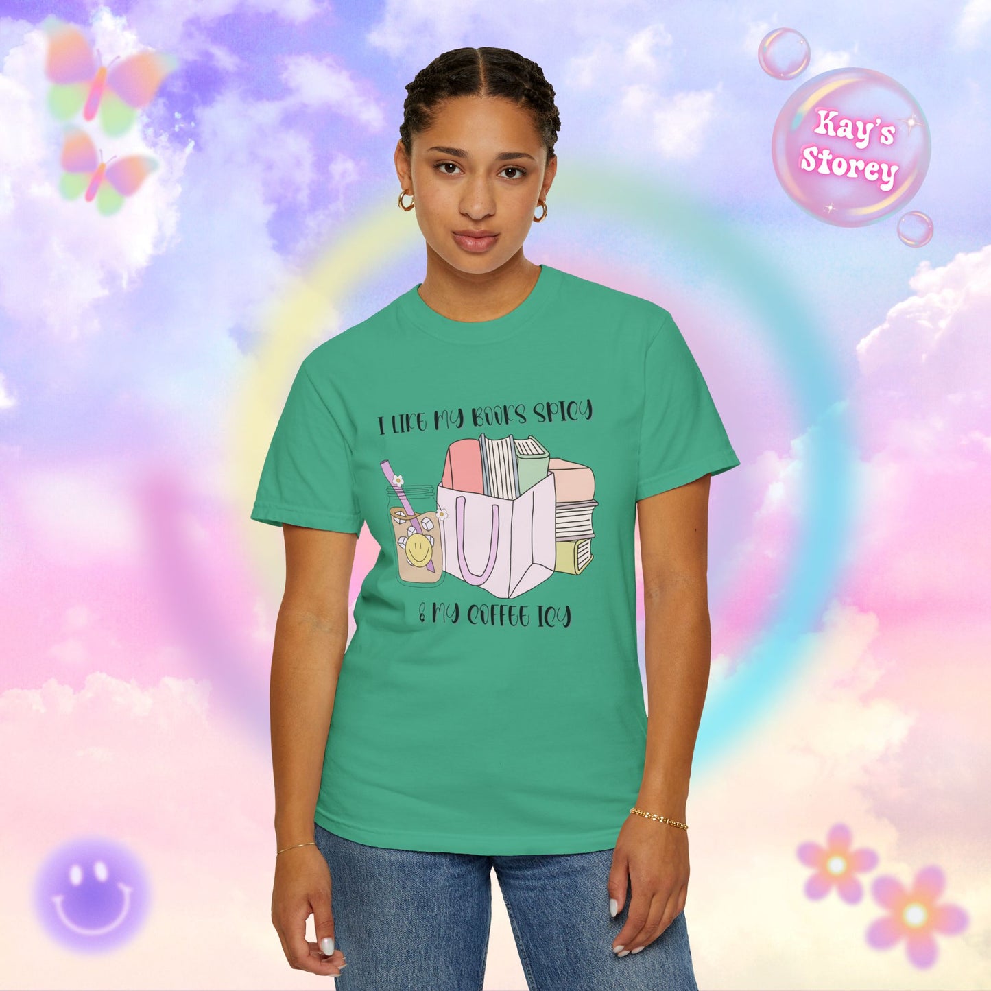 Books Spicy, Coffee Icy Comfort Colors T-Shirt