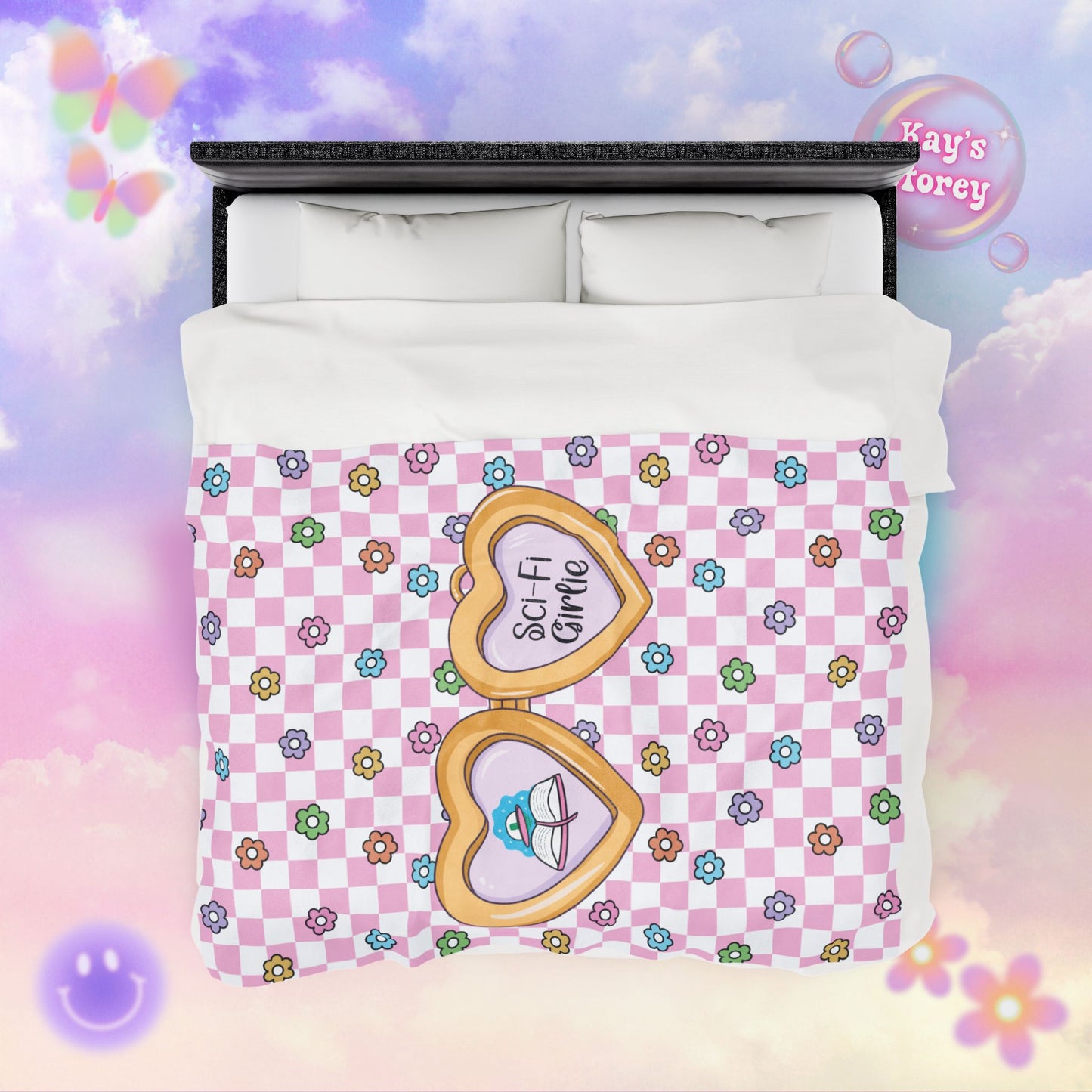 Pink Sci-Fi Girlie Velveteen Plush Blanket