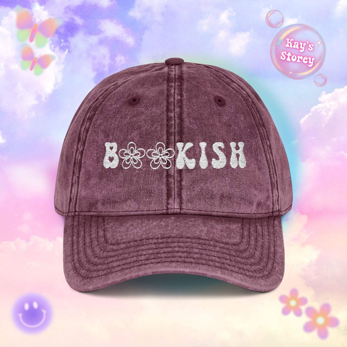 Bookish Embroidered Vintage Cap