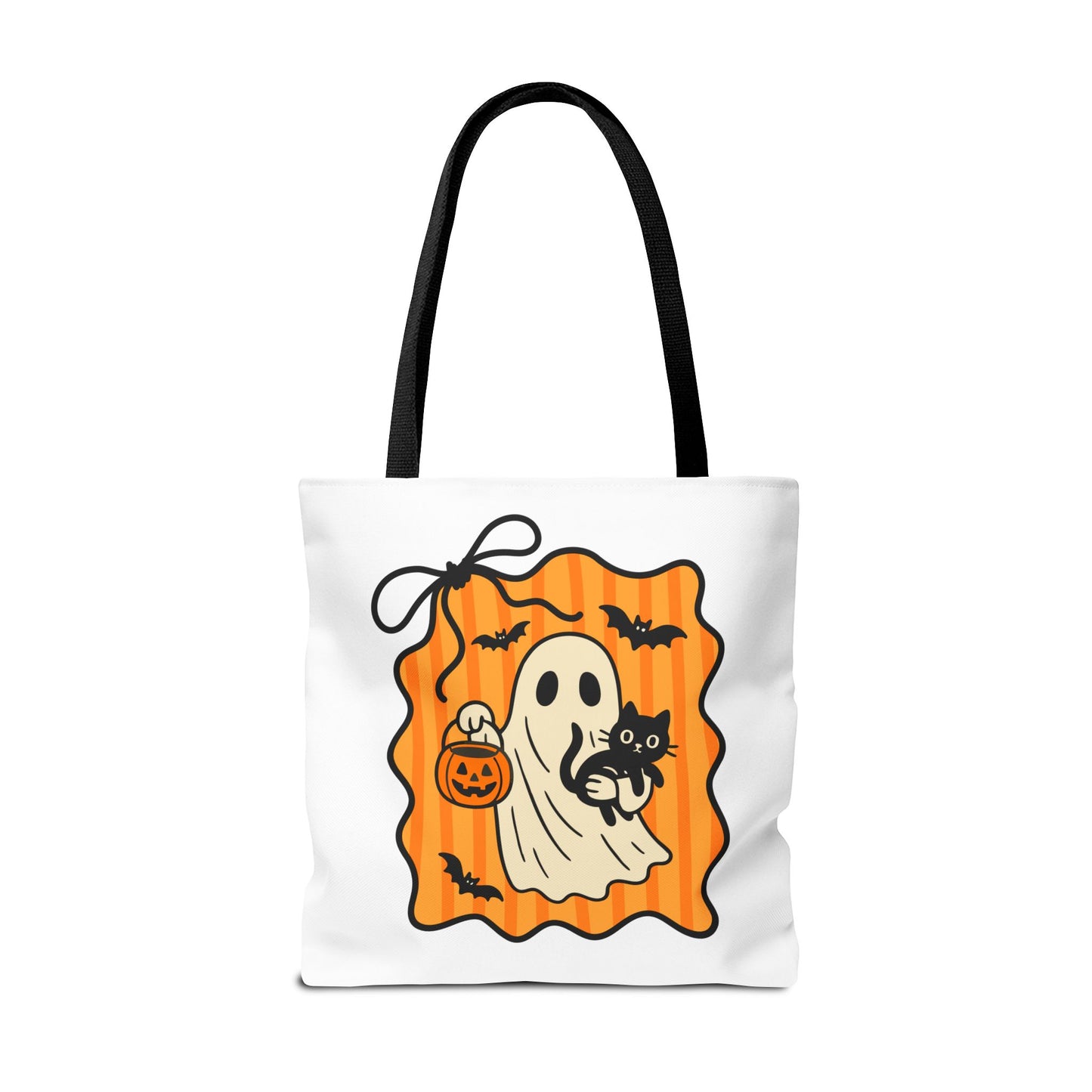 Spooky Season Ghost & Black Cat Tote Bag