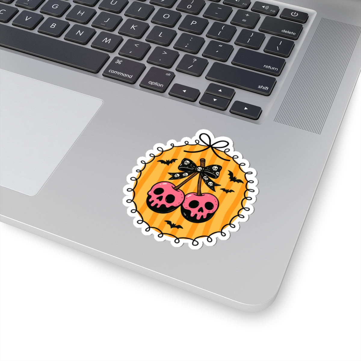 Black Cherry Skulls Sticker - Kiss-Cut Stickers, Halloween Sticker, Cute Skull Design, Spooky Sticker, Decorative Sticker for Journals