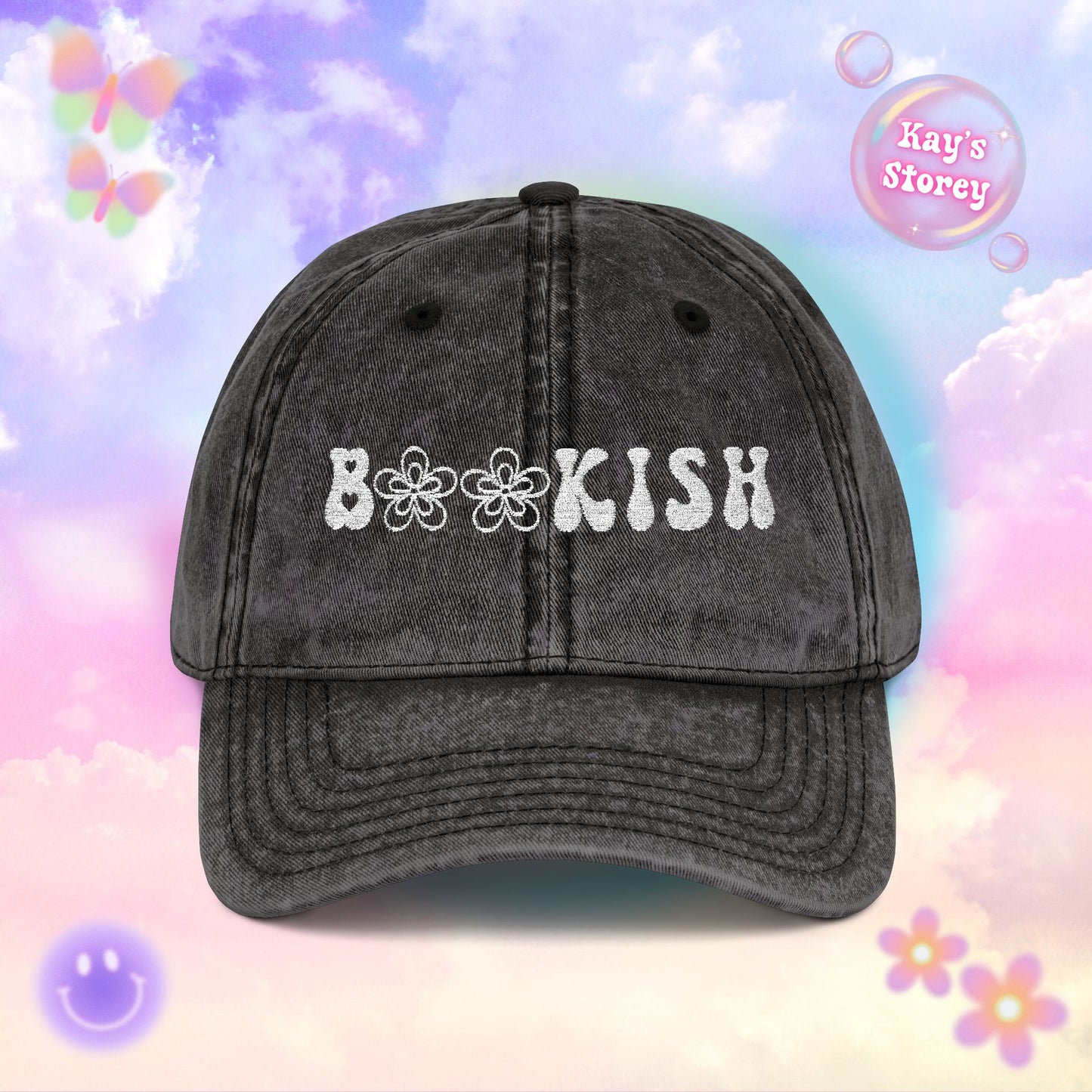 Bookish Embroidered Vintage Cap