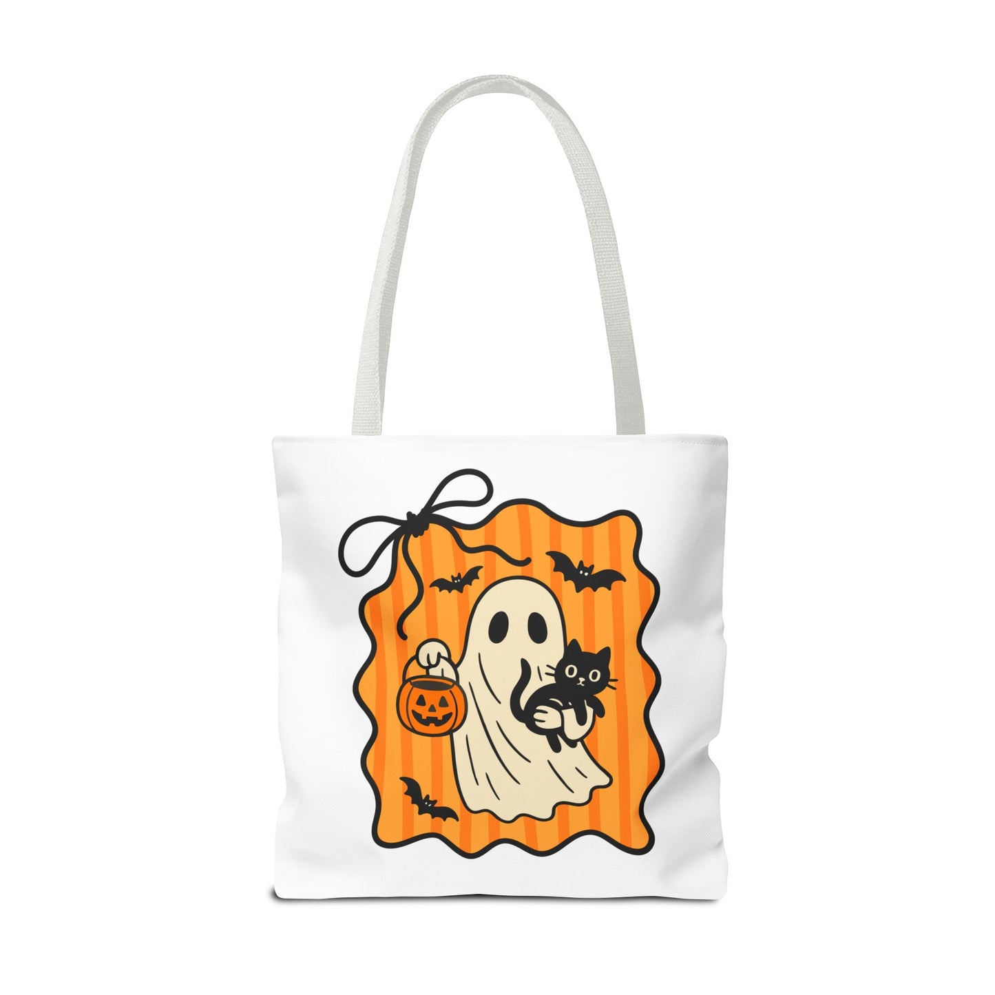 Spooky Season Ghost & Black Cat Tote Bag
