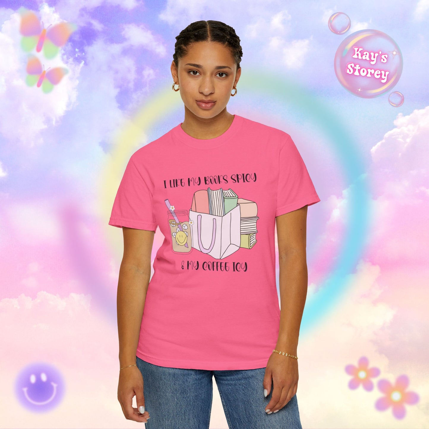 Books Spicy, Coffee Icy Comfort Colors T-Shirt