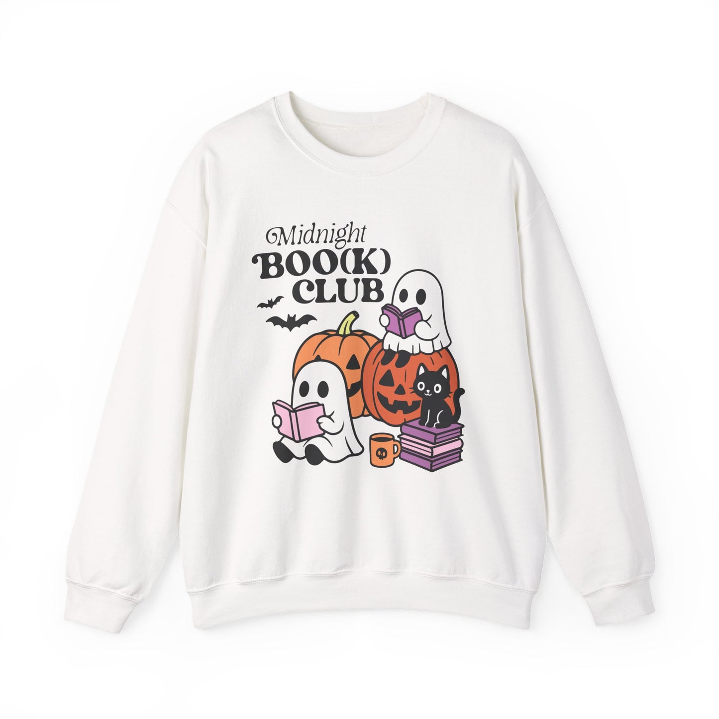 Midnight Boo(k) Club Sweatshirt, Long Sleeve Shirt for Spooky Season Bookish Gift,  Halloween Reading Apparel