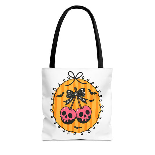Spooky Season Cherry Skulls Tote Bag
