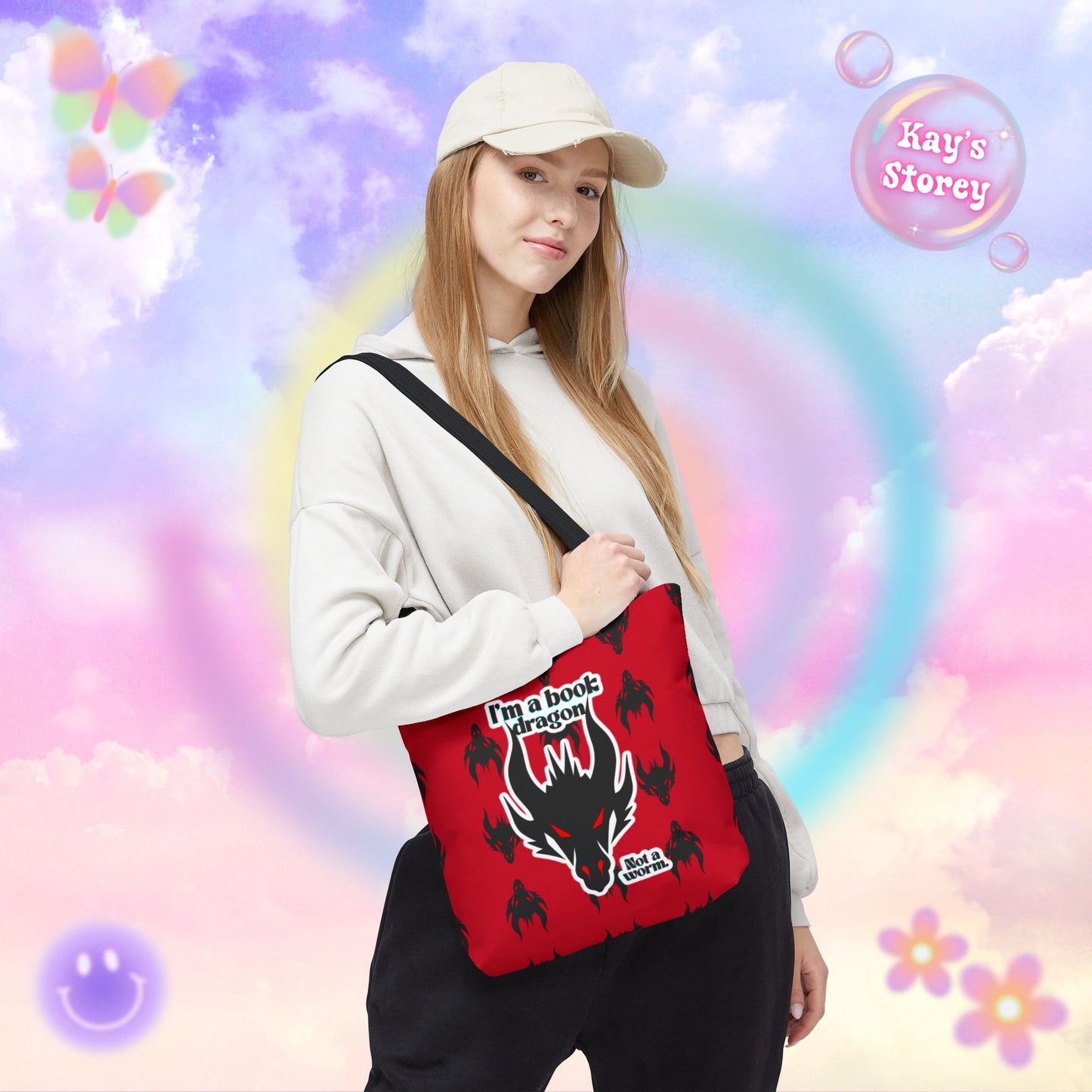 Book Dragon Red Tote Bag
