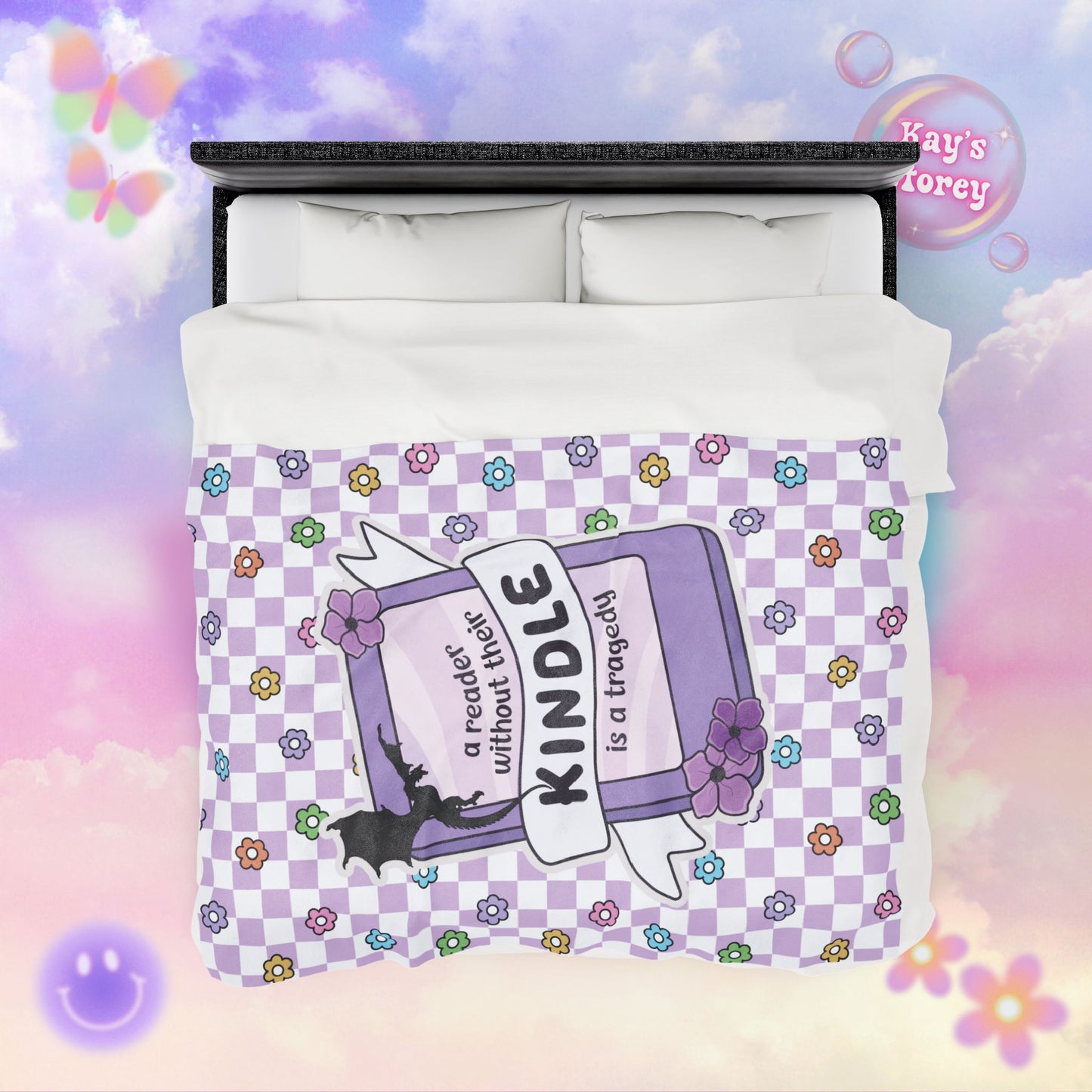 Purple Reader Without Their Kindle Velveteen Plush Blanket