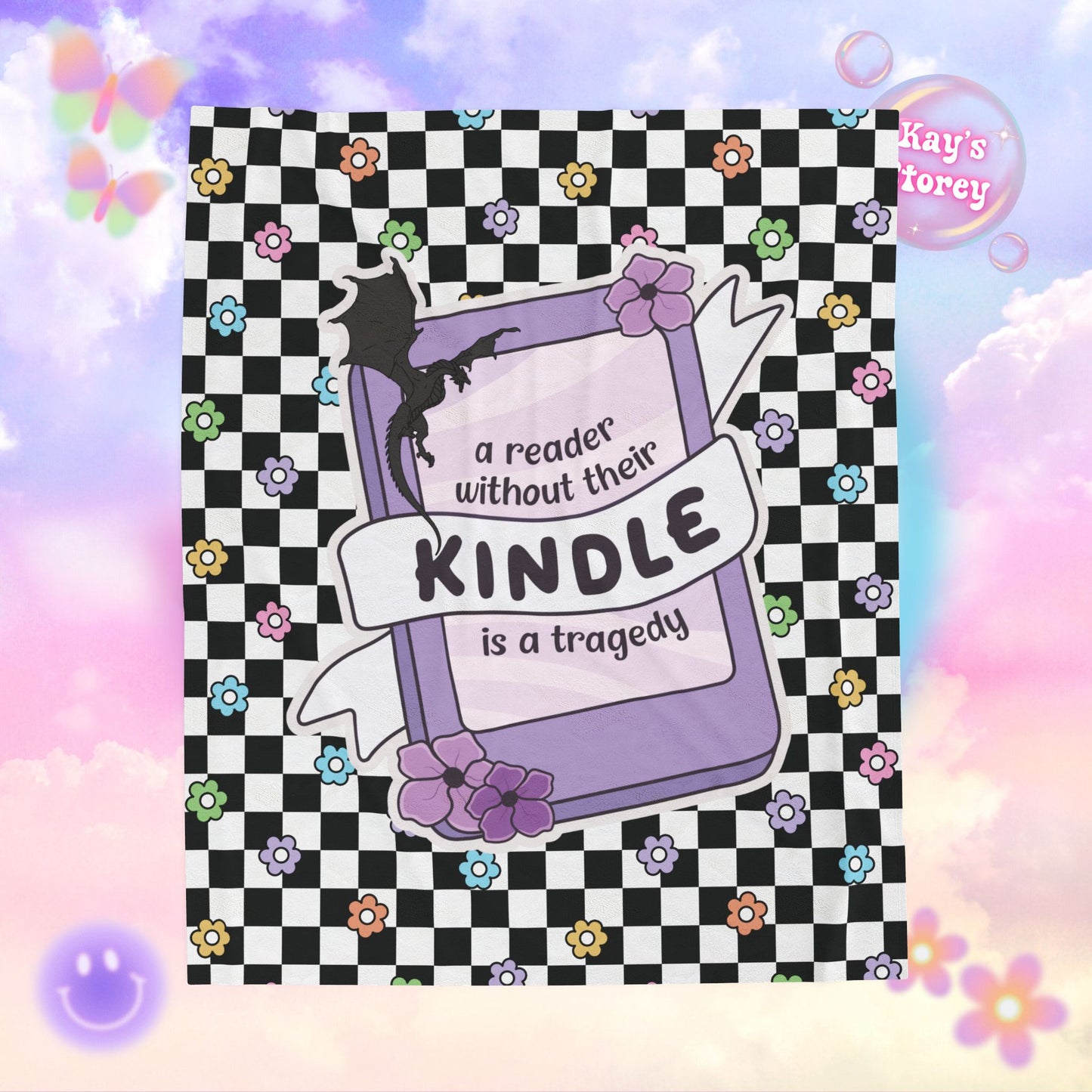 Reader Without Their Kindle Velveteen Plush Blanket