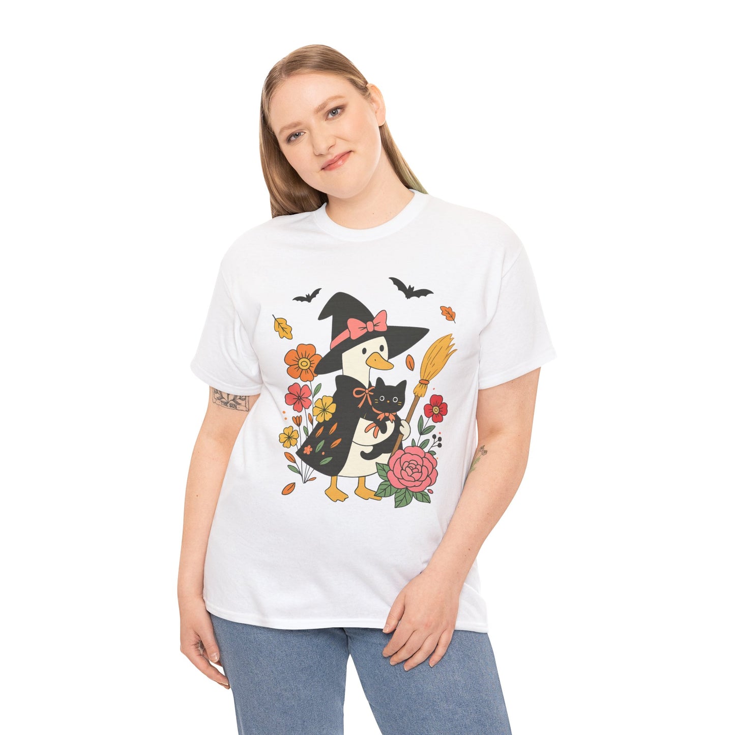 Spooky Goose and Black Cat Tee - Halloween Gift