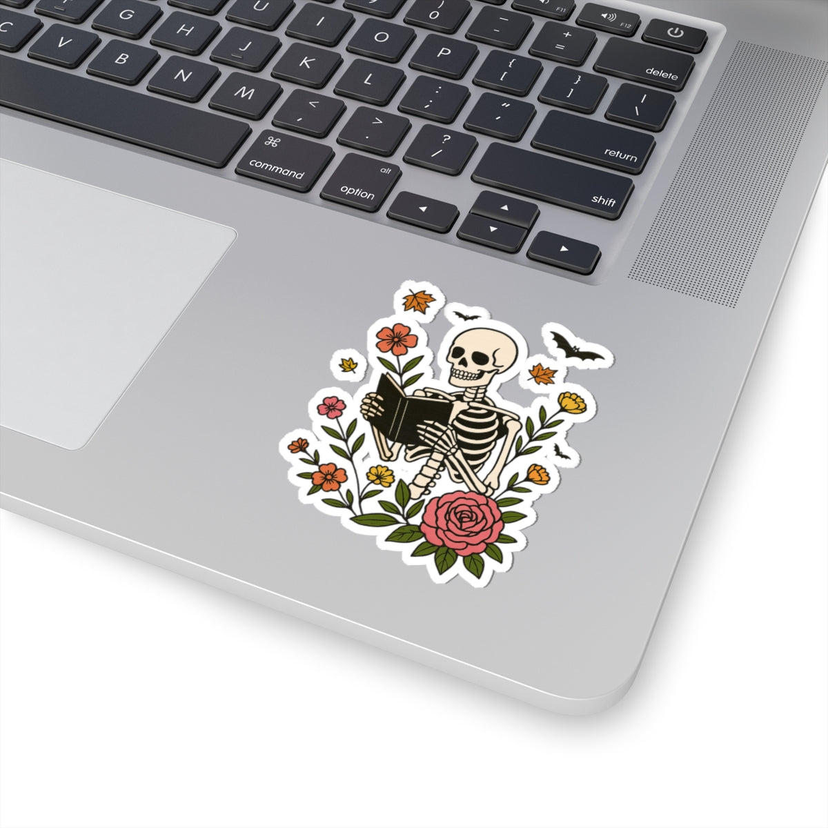 Skeleton Reading Kiss-Cut Sticker, Book Lover Sticker, Cute Sticker Set, Spooky Decals, Halloween Stickers, Vinyl Ghost Stickers