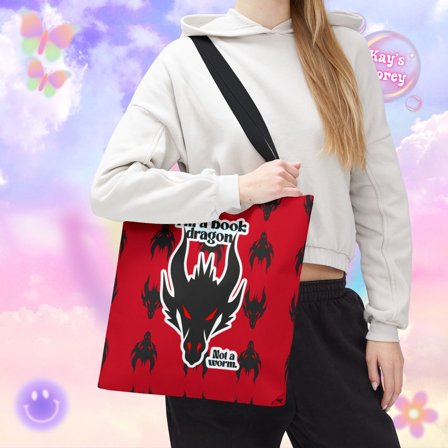 Book Dragon Red Tote Bag