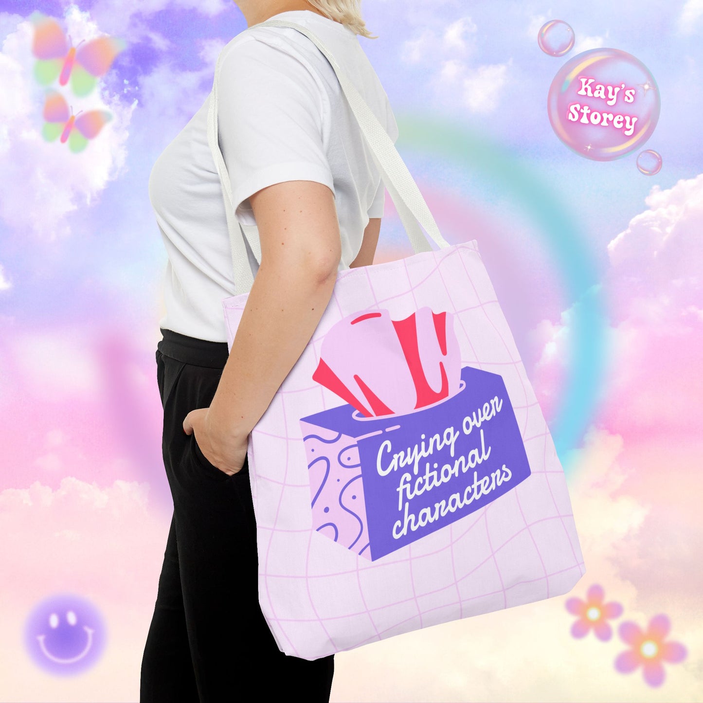 Crying over Fictional Characters Tote Bag