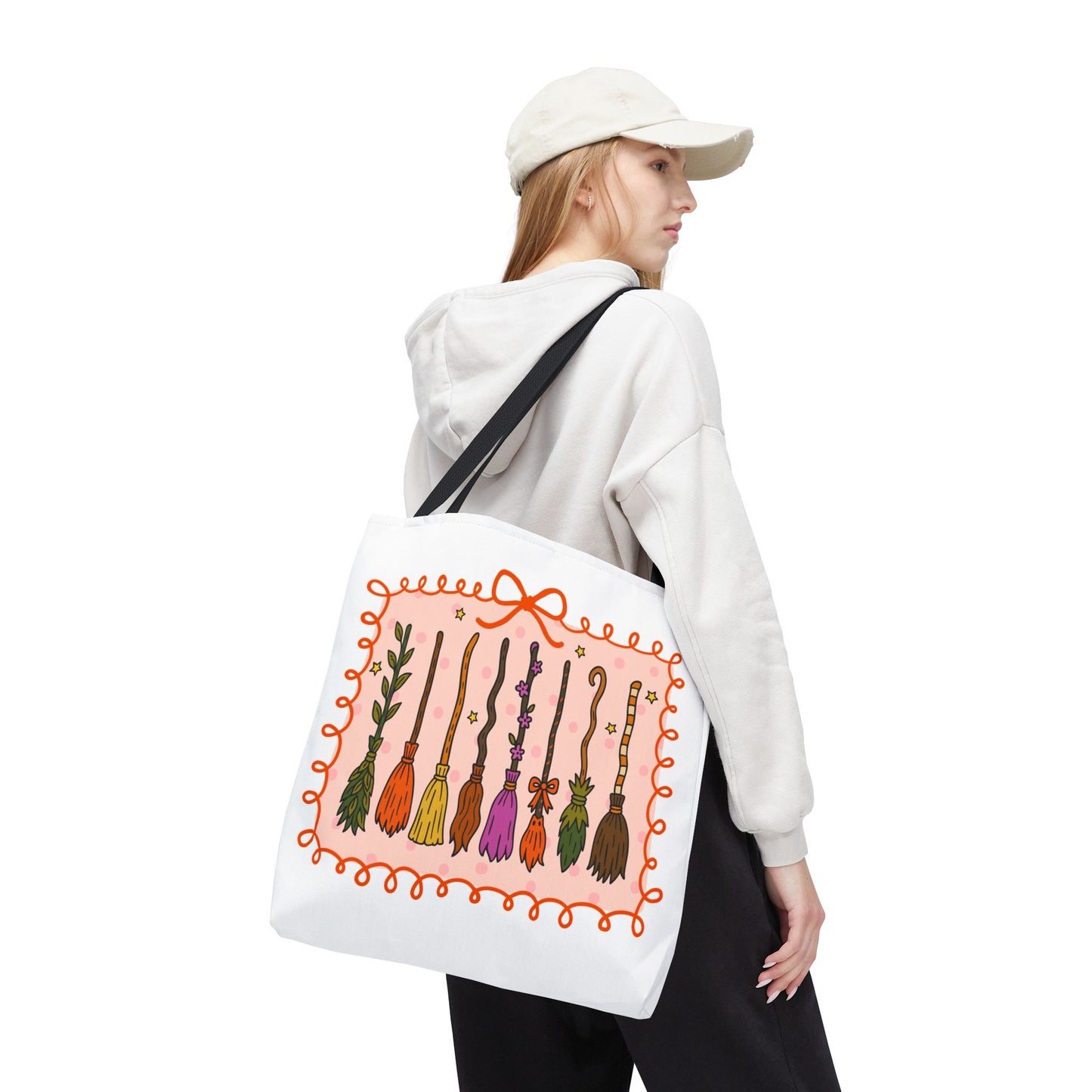 Spooky Season Witches Brooms Book Tote Bag