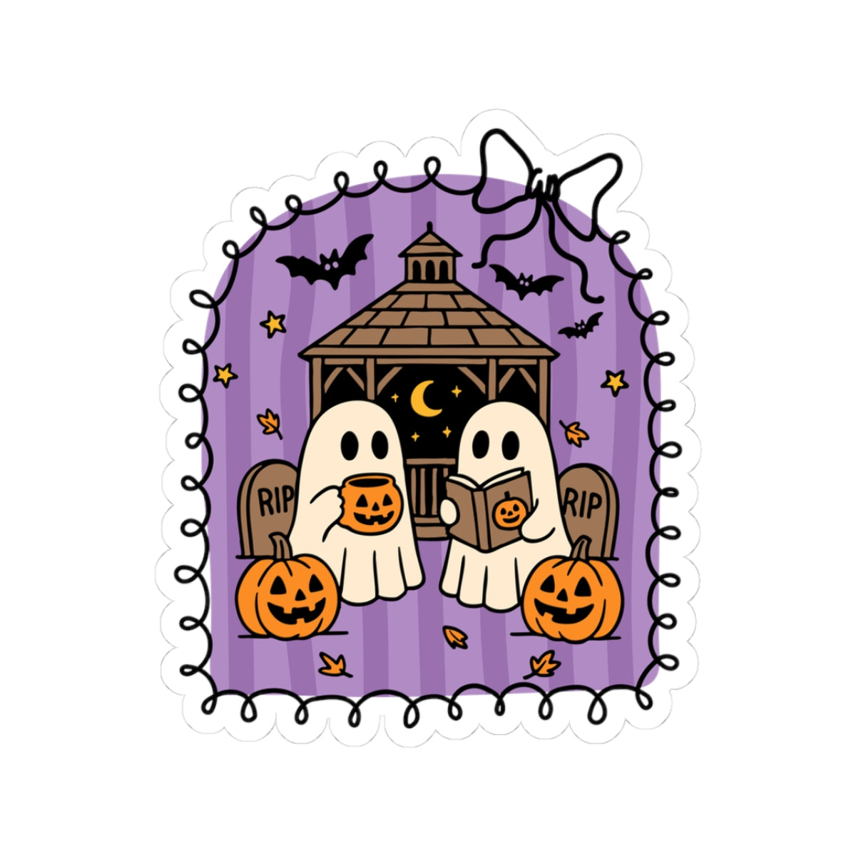 Ghost Book Club Sticker - Kiss-Cut Stickers, Halloween Sticker, Cute Ghost Design, Spooky Sticker, Decorative Sticker for Journals