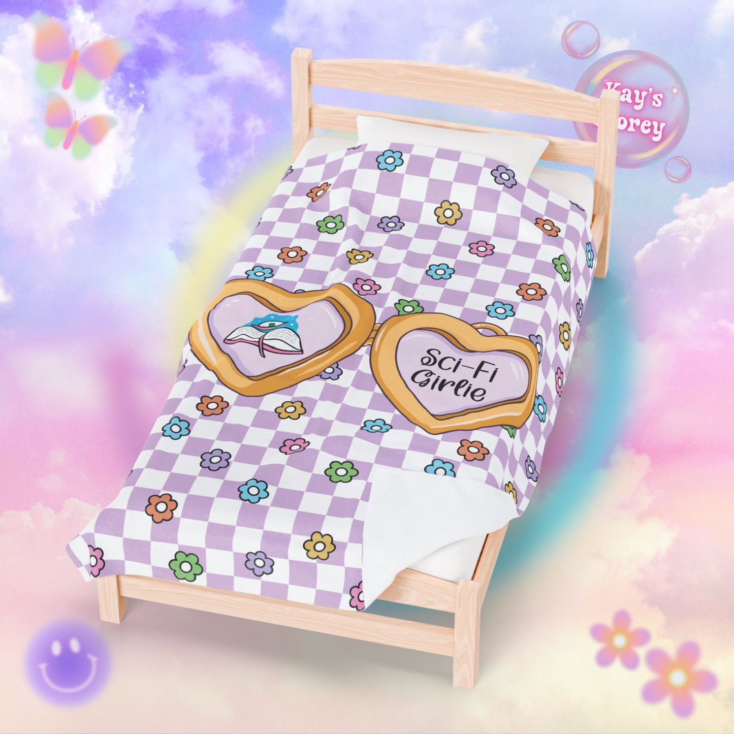 Purple Sci-Fi Girlie Velveteen Plush Blanket