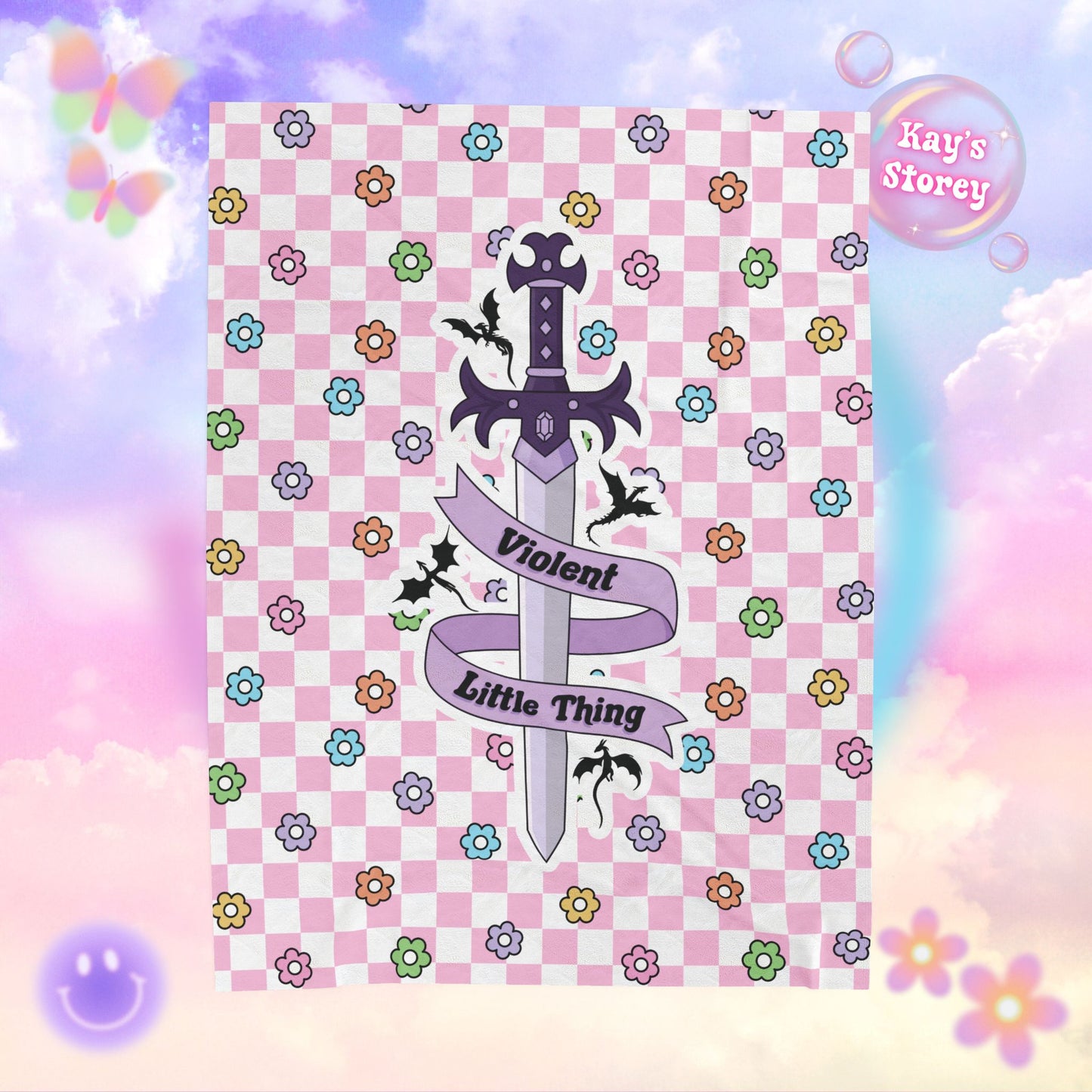 Pink Violent Little Thing Velveteen Plush Blanket