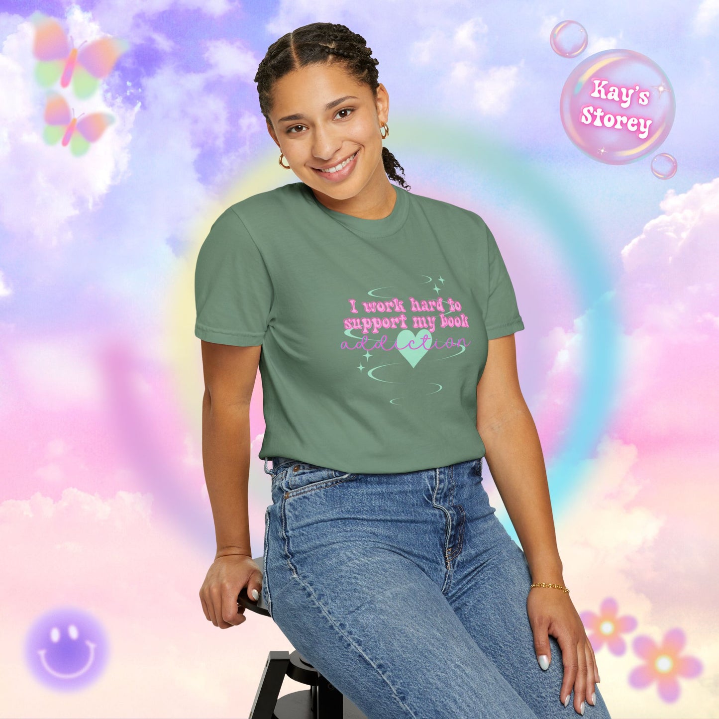 I Work Hard To Support My Book Addiction Comfort Colors T-Shirt