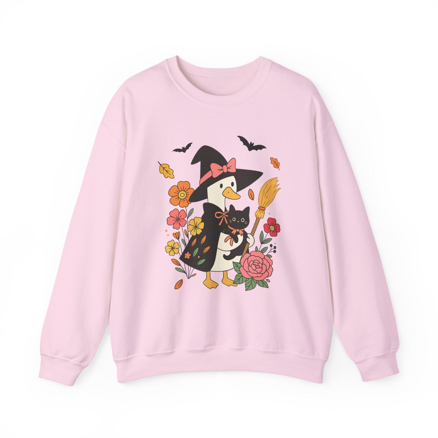 Spooky Goose & Black Cat Sweatshirt, Long Sleeve Shirt for Spooky Season Bookish Gift,  Halloween Reading Apparel