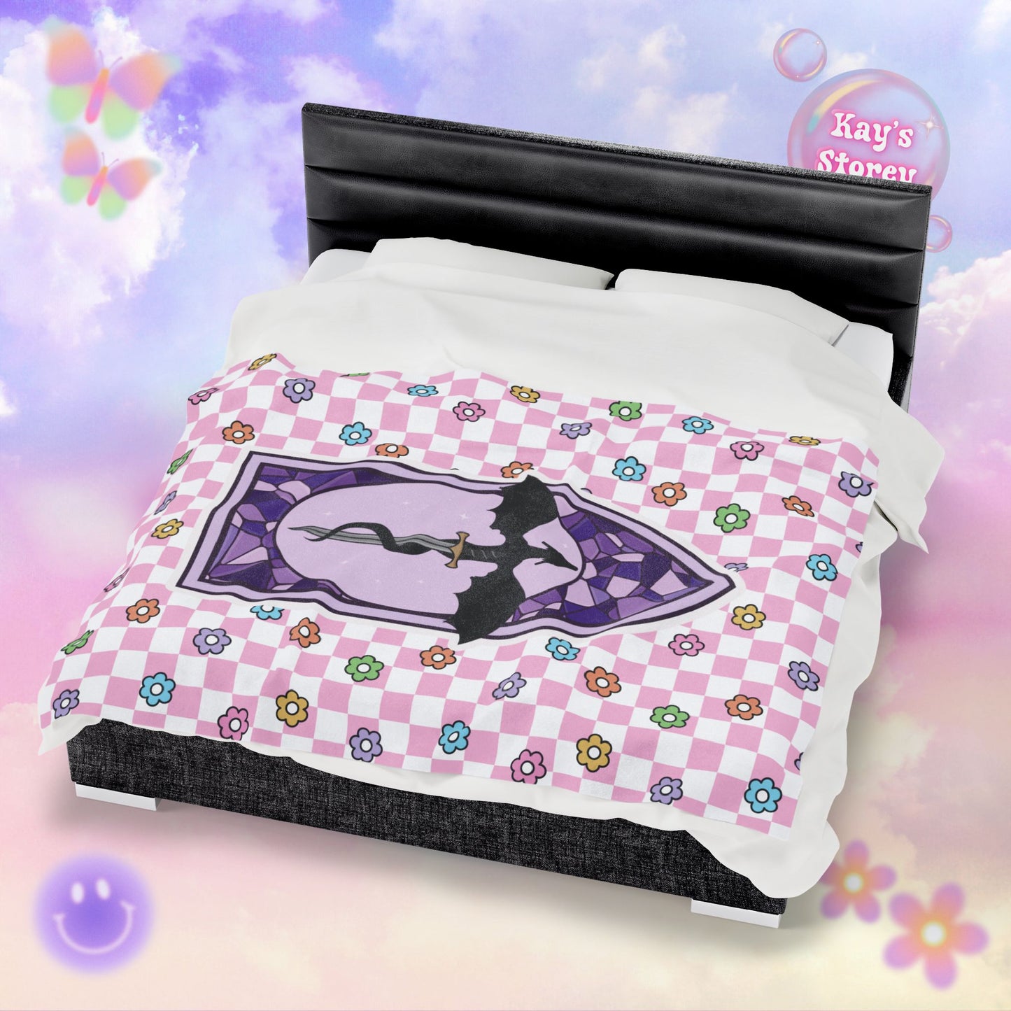 Pink Romantasy Velveteen Plush Blanket
