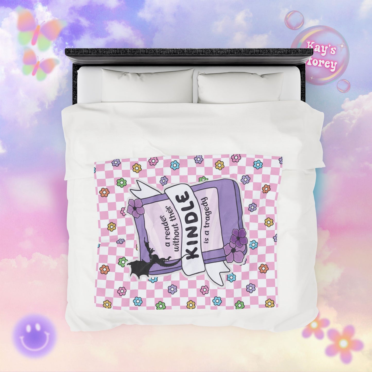 Pink Reader Without Their Kindle Velveteen Plush Blanket